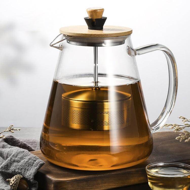 Elegant Borosilicate Glass Teapot with Stainless Steel Infuser - Heat Resistant Coffee and Puer Tea Maker Kettle