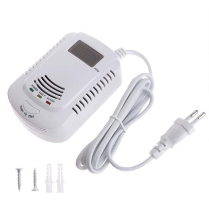 Coalgas Home Gas Leak Detector for Natural and Propane Safety white plug-in gas sensor with display and mounting screws