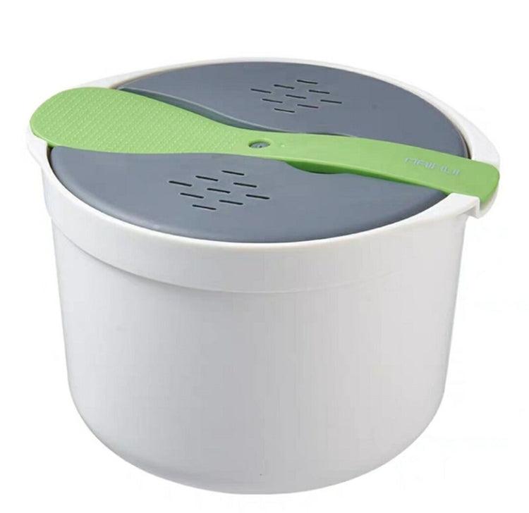 Sustainable Microwave Rice Cooker with Steaming Basket and Included Utensils