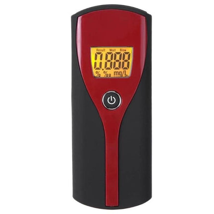 Digital Breathalyzer for Quick and Easy Alcohol Detection showing red-black device with clear LCD readout for fast BAC checks