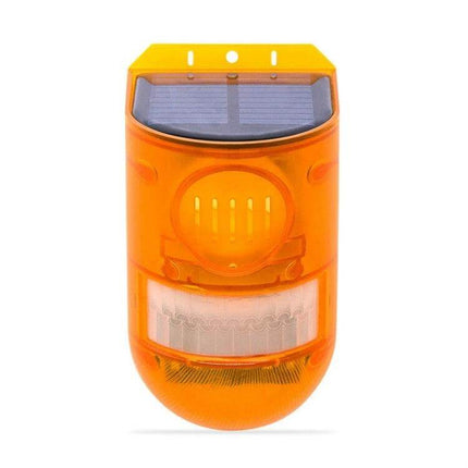 Solar Powered Motion Sensor Alarm Light for Farm Security - orange solar alarm siren for perimeter detection and wildlife deterrence