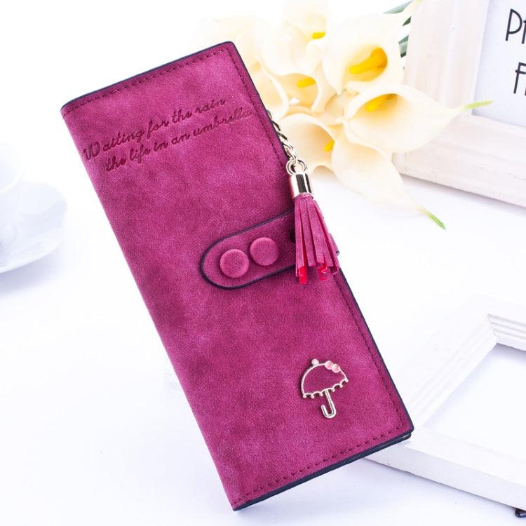 Elegant Women's Long Zipper Wallet with Umbrella Design