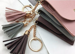 Chic Mini Leather Wallet for Women with Tassel - Casual Coin Clutch and ID Card Holder