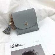 Chic Mini Leather Wallet for Women with Tassel - Casual Coin Clutch and ID Card Holder