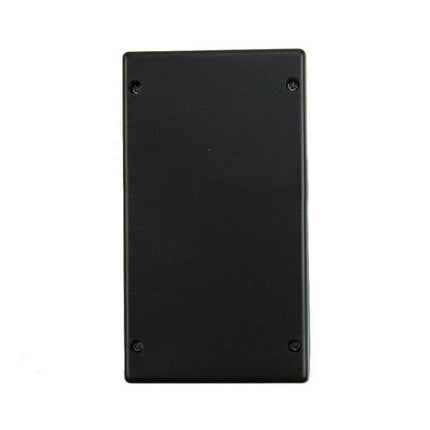 Handheld Green Watch Battery Tester for Button Cells black rectangular handheld tester back view, compact watch battery capacity checker