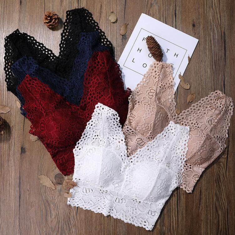 Lace Seamless Tube Crop Top with V-Neck Design for Women