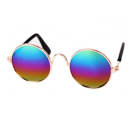 Pet Sunglasses for Stylish Outdoor Adventures with Dogs - round metal mirrored lenses for pets