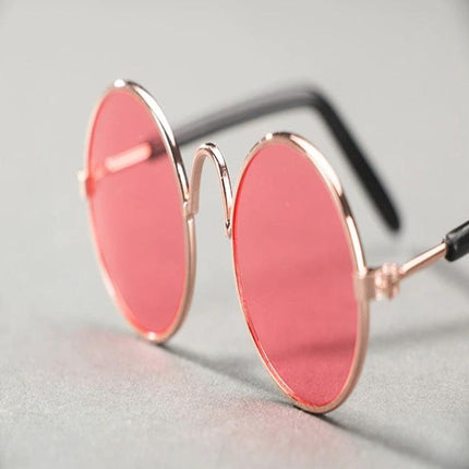 Pet Sunglasses for Stylish Outdoor Adventures with Dogs - round metal-frame pink lenses for small dogs outdoors