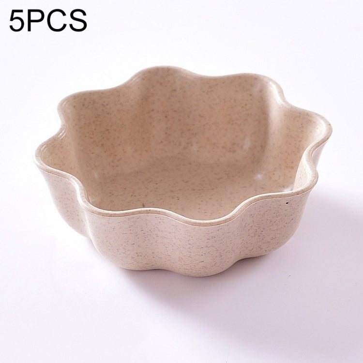 5 PCS Creative Plum Shape Dishes Wheat Straw Seasoning Dish Snack Plate Chili Sauce Ketchup Dressing Salt Dish,Size:7x7x2.5cm