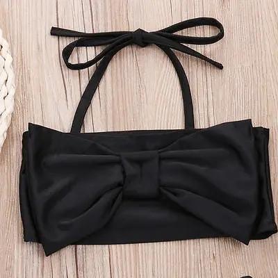 Girls Striped Triangle Bikini Set With Bow Polyester