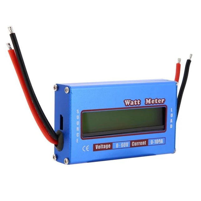 Compact Wattmeter for Everyday Electrical Monitoring - blue handheld watt meter for RC, batteries, solar projects with voltage and current display