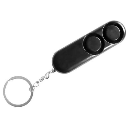Compact Personal Security Alarm Keychain for Everyday Safety compact black keychain alarm with loud dual-button siren for night walkers, students, elderly