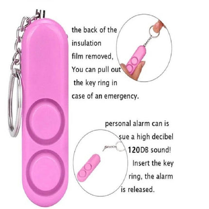 Compact Personal Security Alarm Keychain for Everyday Safety - pink compact 120dB personal alarm keychain on ring for walking alone students elderly