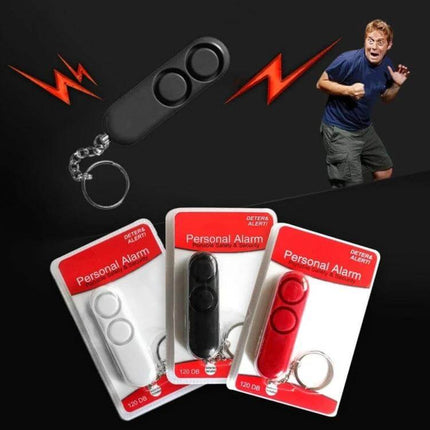 Compact Personal Security Alarm Keychain for Everyday Safety - compact keychain alarm in black red white packaging for walking protection