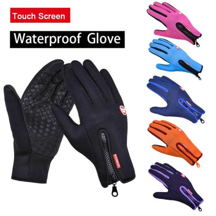 Winter Waterproof Cycling Gloves For Men And Women - black nylon full-finger waterproof cycling gloves with touchscreen grip and zipper cuff