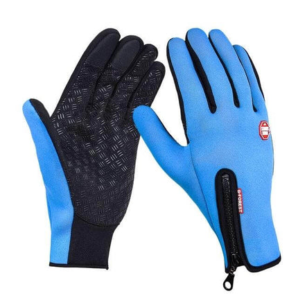 Winter Waterproof Cycling Gloves For Men And Women - black nylon full-finger waterproof cycling gloves with touchscreen grip and zipper cuff