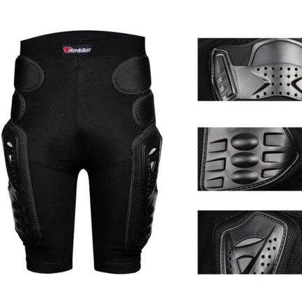 Breathable Off-Road Motorcycle Armor Pants for Everyday Riding - black breathable protective shorts with PE hip and thigh pads