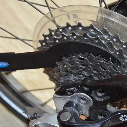 Bike Chain Cleaning Brush Set 3-Piece for Chains and Cogs cleaning bike cassette and chain with brush on rear derailleur