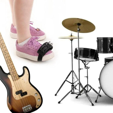 Aluminum Foot Bell for Home Music Practice Sessions attached to sneaker for hands-free percussion in small practice spaces