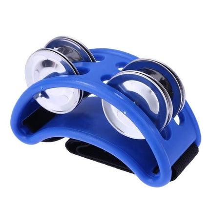 Aluminum Foot Bell for Home Music Practice Sessions - blue adjustable foot-mounted bell for hands-free rhythm practice