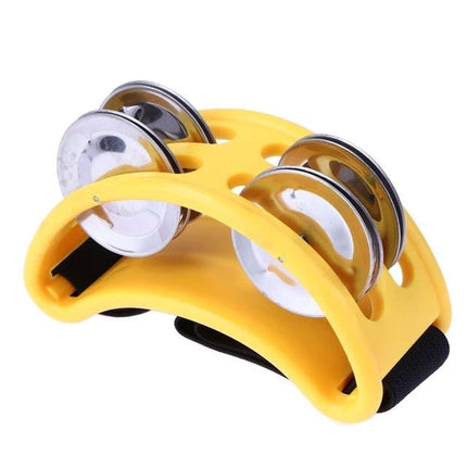 Aluminum Foot Bell for Home Music Practice Sessions – yellow adjustable foot-mounted percussion bell with metal jingles for hands-free rhythm