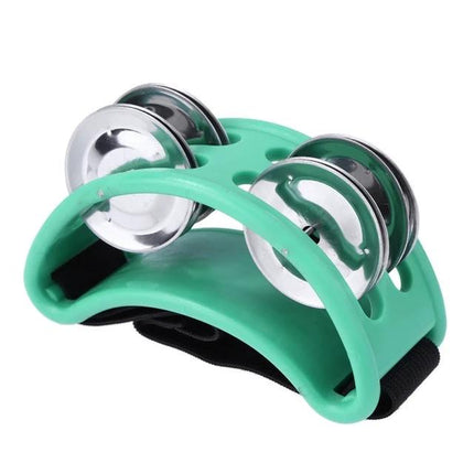 Aluminum Foot Bell for Home Music Practice Sessions - green strap-on foot bell for hands-free rhythm practice