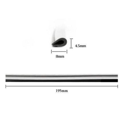 Car Interior Moulding Clips U Shaped Bright Strip Silver – 195mm chrome-plated PVC moulding clip for dashboards, door panels and consoles (8mm x 4.5mm)