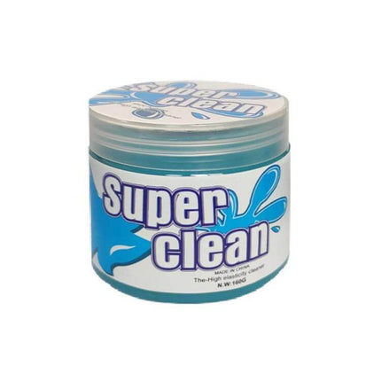 Car Cleaning Gel Sticker for Vehicle Interior Dust Removal - blue 'Super Clean' gel jar for dashboard vents and console cleaning