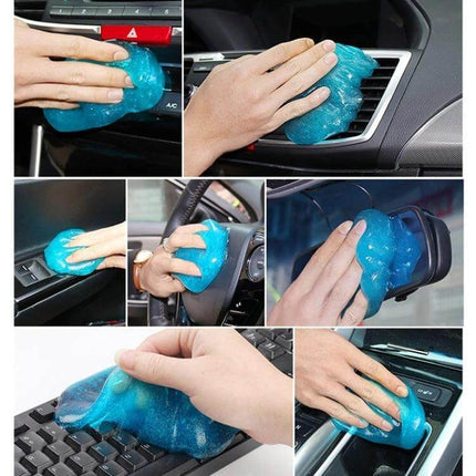 Car Cleaning Gel Sticker for Vehicle Interior Dust Removal - blue gel cleaning vents dashboard console keyboard