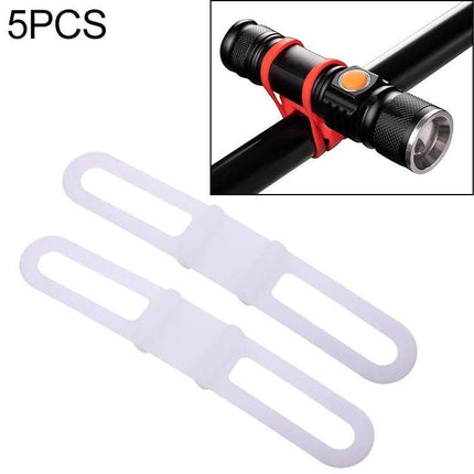 Silicone Bike Light Mount Strap For Handlebar Set Of 5 - white silicone universal bike light mounting straps for handlebars, tool-free secure fit