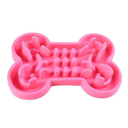 Silicone Slow-Feeder Bowl for Dogs at Daily Mealtime pink bone-shaped silicone slow feeder to slow fast eaters and promote healthier digestion
