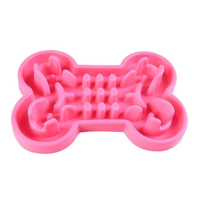 Silicone Slow-Feeder Bowl for Dogs at Daily Mealtime pink bone-shaped silicone slow feeder to slow fast eaters and promote healthier digestion