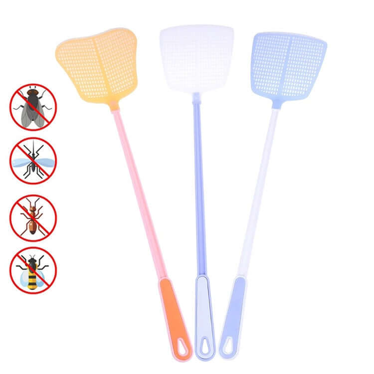 Colorful Long Handle Plastic Fly and Mosquito Swatter for Effective Bug Control