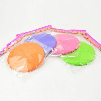 Rubber Flying Disc for Outdoor Dog Play and Training – colorful rubber discs in orange, purple, pink and green, packaged for fetch and water play