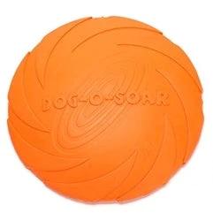 Rubber Flying Disc for Outdoor Dog Play and Training - bright orange floating fetch toy for park and beach