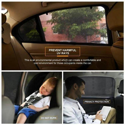 Car Window Mesh Shield for UV and Mosquito Protection - rear car window sunblocker and insect screen for cooler, private rides (polyester mesh)