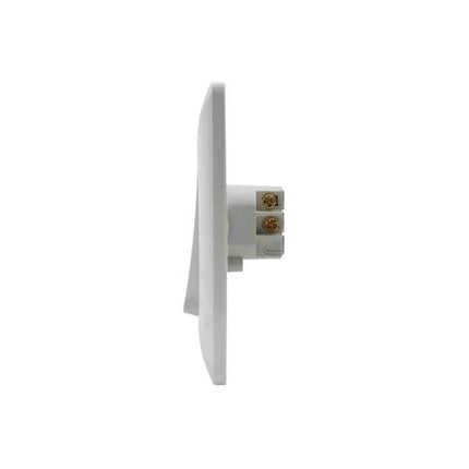 Concealed Wired Doorbell Button for Home Entryways and Interiors discreet white side profile showing wiring terminals