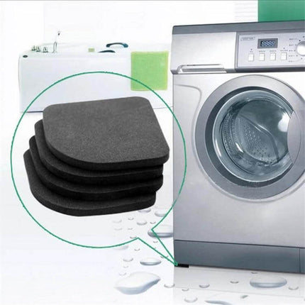 Anti Vibration Pad Mat 4 Piece Set For Washing Machine And Refrigerator - black EVA foam pads under washing machine to reduce vibration and protect floors