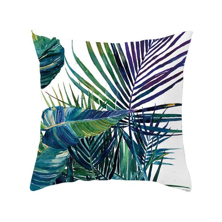 Funda de almohada decorativa con estampado de hojas tropicales: funda de almohada de terciopelo con acabado de piel de melocotón de 45 cm x 45 cm