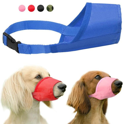 Practical Dog Muzzle for Everyday Pet Safety and Walks - breathable nylon dog muzzle in blue, pink and red for safe comfortable walks