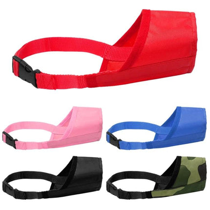 Practical Dog Muzzle for Everyday Pet Safety and Walks - breathable adjustable nylon muzzles in red pink blue black camo