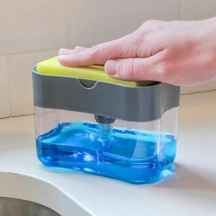 Kitchen Soap Dispenser for Everyday Kitchen Cleanup with one-handed pump and sponge holder for tidy counters