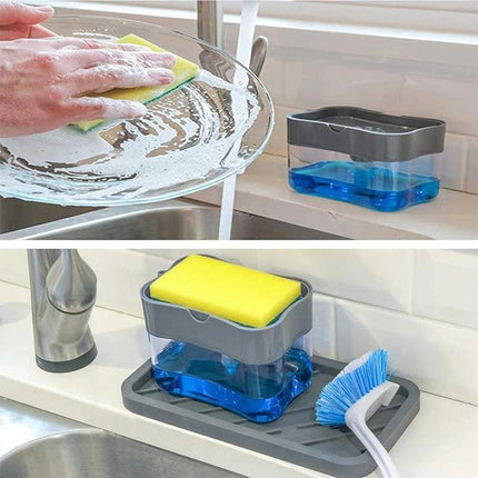 Kitchen Soap Dispenser for Everyday Kitchen Cleanup - countertop automatic soap dispenser with sponge holder for quick dishwashing and tidy counters