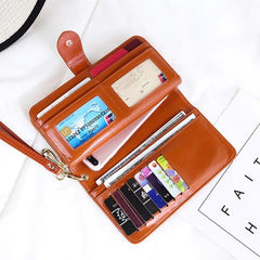 Vintage-Inspired Ladies Multifunctional PU Leather Clutch Wallet - Large Capacity and Stylish