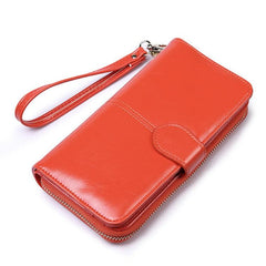 Cartera de mano multifuncional de gran capacidad estilo retro de cuero encerado para mujer