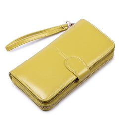 Cartera de mano multifuncional de gran capacidad estilo retro de cuero encerado para mujer