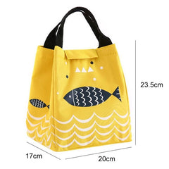 Large Capacity Thermal Insulated Cooler Lunch Bag with Fish Pattern - Portable Oxford Cloth Tote for All Ages