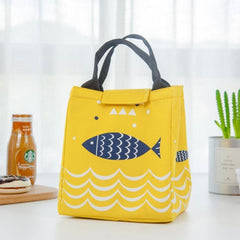 Large Capacity Thermal Insulated Cooler Lunch Bag with Fish Pattern - Portable Oxford Cloth Tote for All Ages