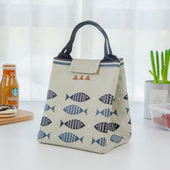 Large Capacity Thermal Insulated Cooler Lunch Bag with Fish Pattern - Portable Oxford Cloth Tote for All Ages