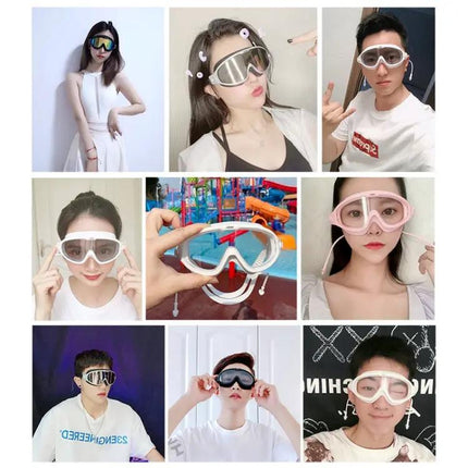 JIEHU Large Frame Anti-Fog Waterproof Swim Goggles | Syndmart
